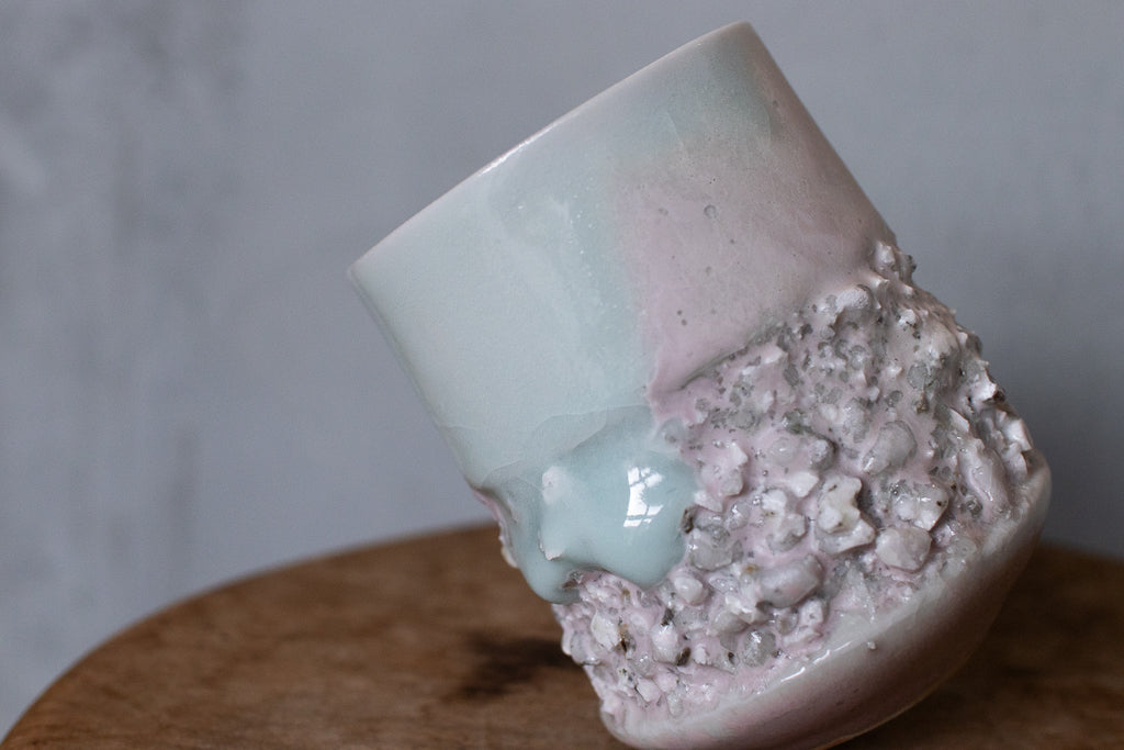 野中麟太郎 / 石のカップ(白水色ピンク・太タイプ)