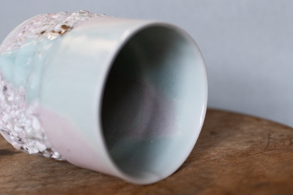 野中麟太郎 / 石のカップ(白水色ピンク・太タイプ)