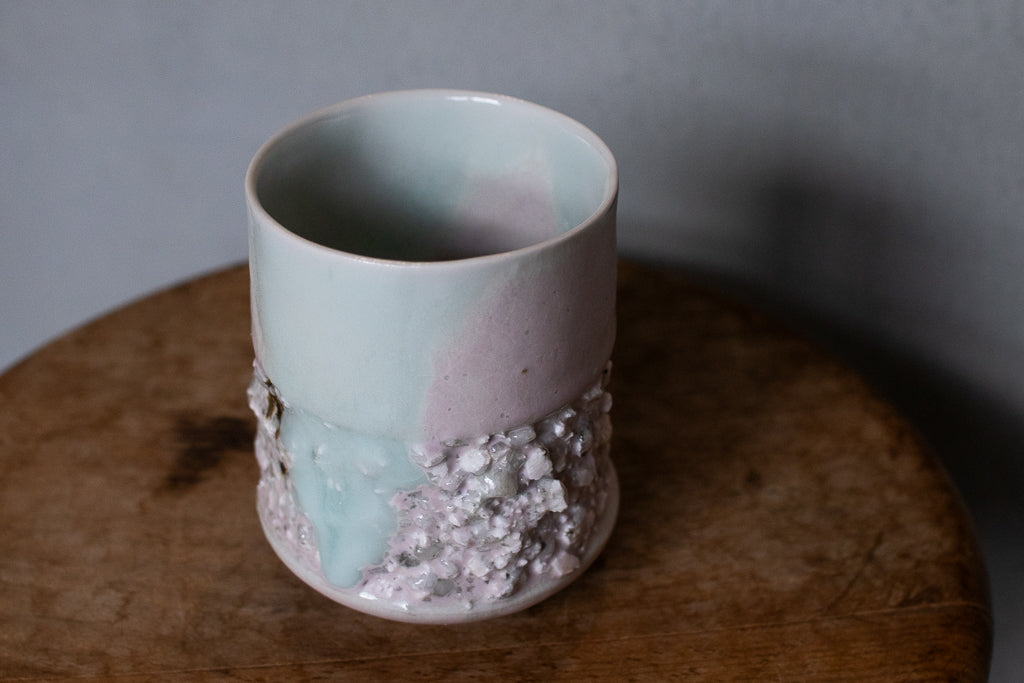 野中麟太郎 / 石のカップ(白水色ピンク・太タイプ)