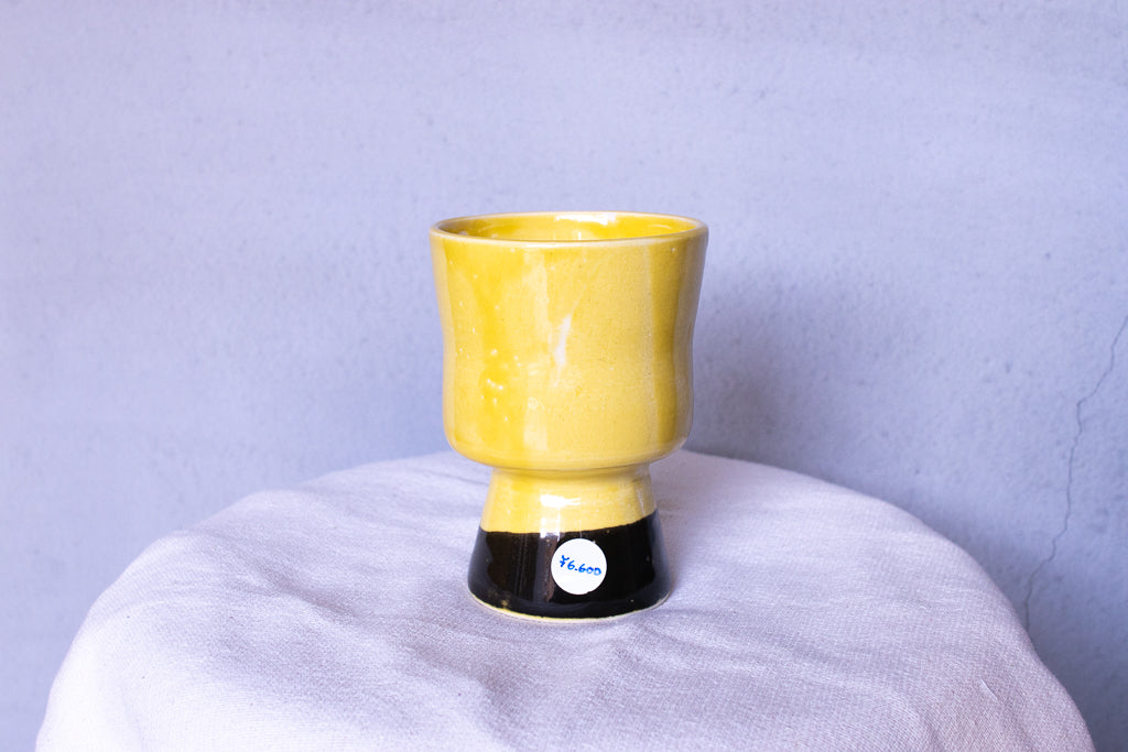 時山桜 / 高坏ゴブレット イエロー(ねこ・トランペット・音符)フリーカップ