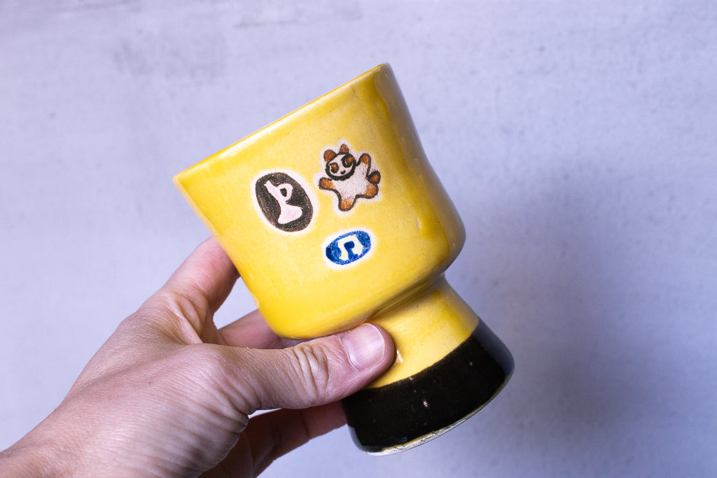 時山桜 / 高坏ゴブレット イエロー(ねこ・トランペット・音符)フリーカップ