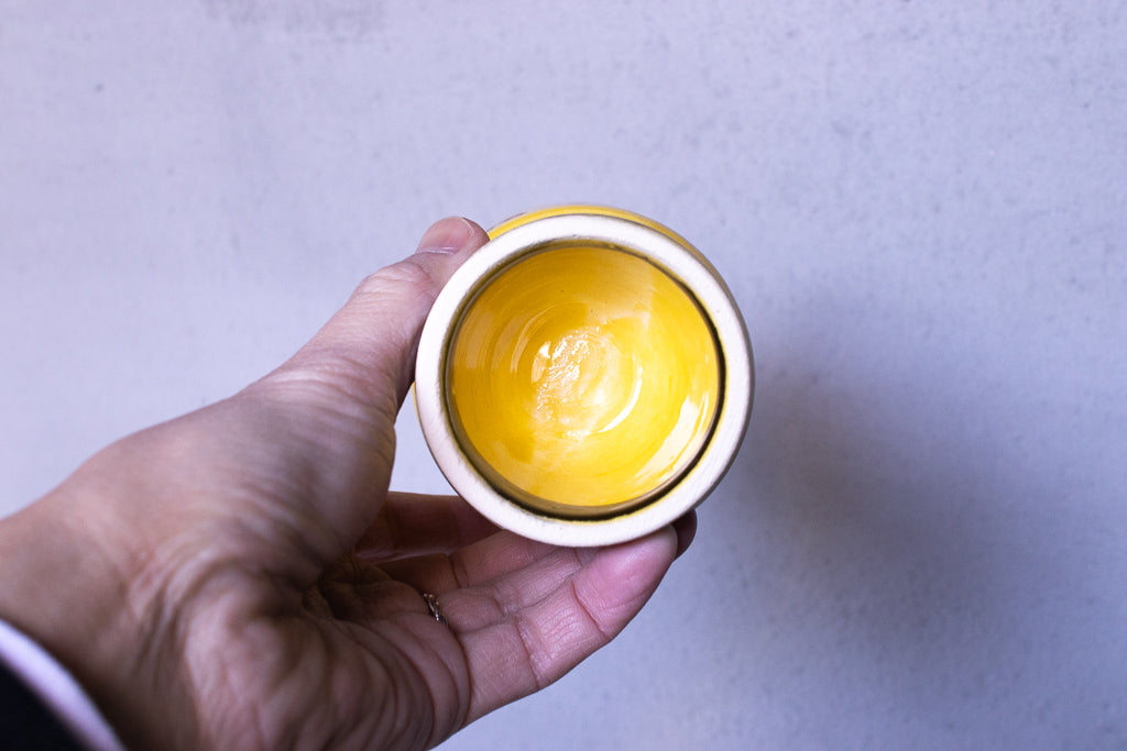 時山桜 / 高坏ゴブレット イエロー(ねこ・トランペット・音符)フリーカップ