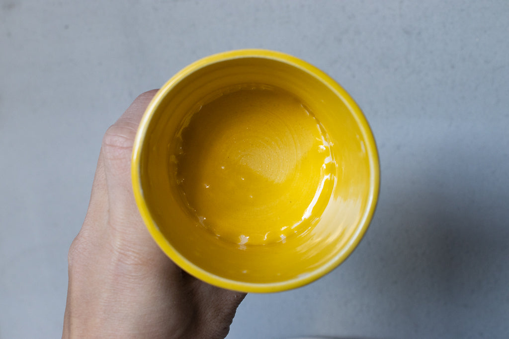 時山桜 / 高坏ゴブレット イエロー(ねこ・トランペット・音符)フリーカップ