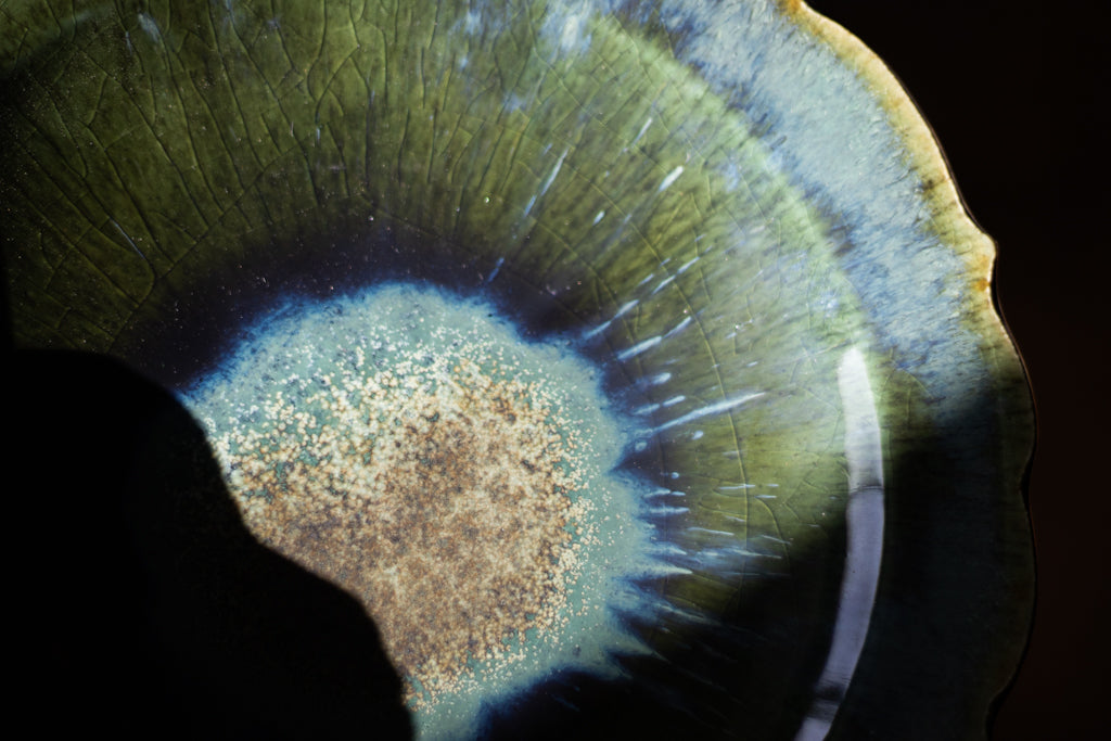 Toru Murasawa / Ryohana platter 8 inches green glitter pottery pottery mail order