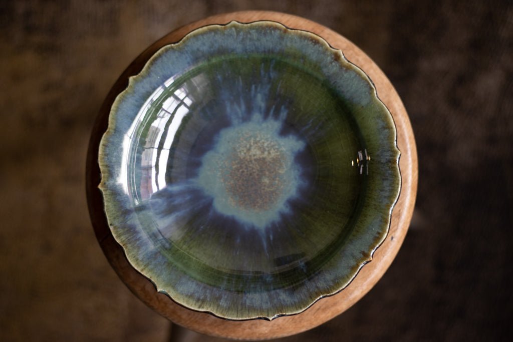 Toru Murasawa / Ryohana platter 8 inches green glitter pottery pottery mail order