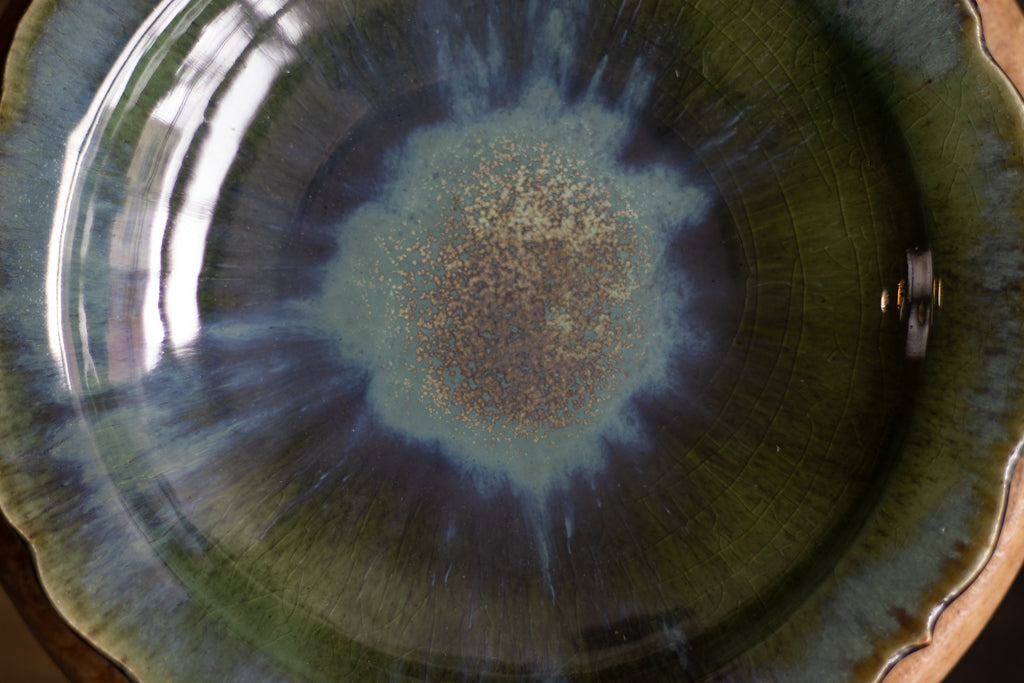 Toru Murasawa / Ryohana platter 8 inches green glitter pottery pottery mail order