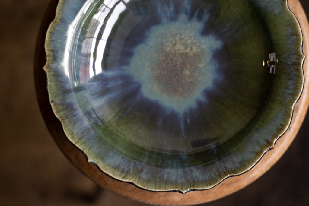 Toru Murasawa / Ryohana platter 8 inches green glitter pottery pottery mail order