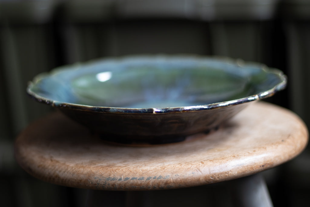 Toru Murasawa / Ryohana platter 8 inches green glitter pottery pottery mail order