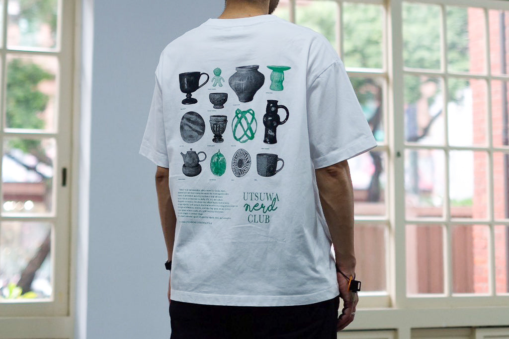 【送料込み】futou original "UTSUWA NERD CLUB" S/S Tee ワイドシルエット 白・スミクロ