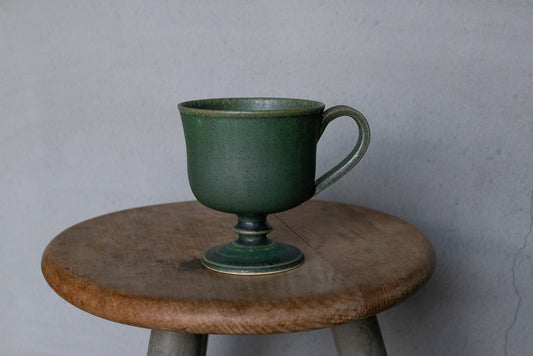 yoshida pottery / 玉脚コーヒーカップ（さびいろ うぐいす）'25
