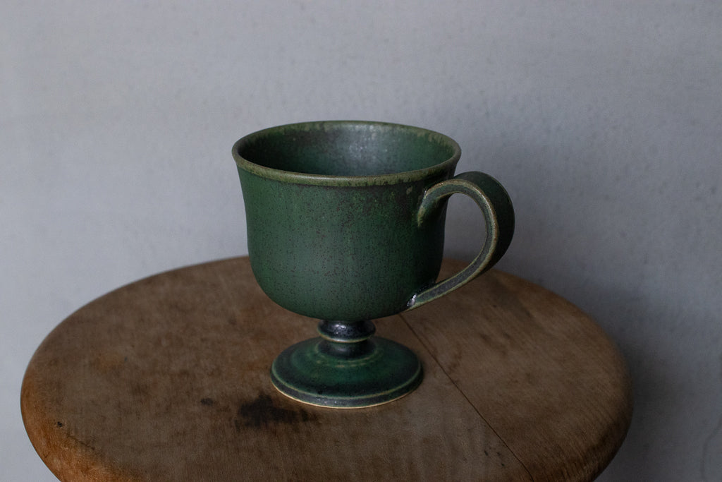 yoshida pottery / 玉脚コーヒーカップ（さびいろ うぐいす）'25