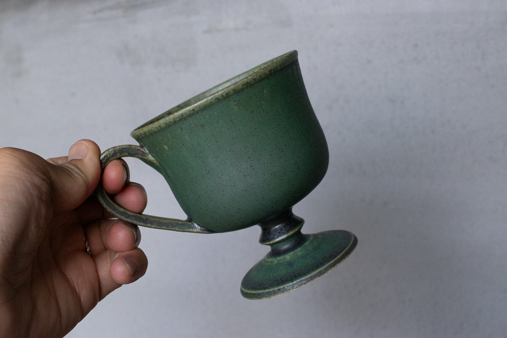 yoshida pottery / 玉脚コーヒーカップ（さびいろ うぐいす）'25
