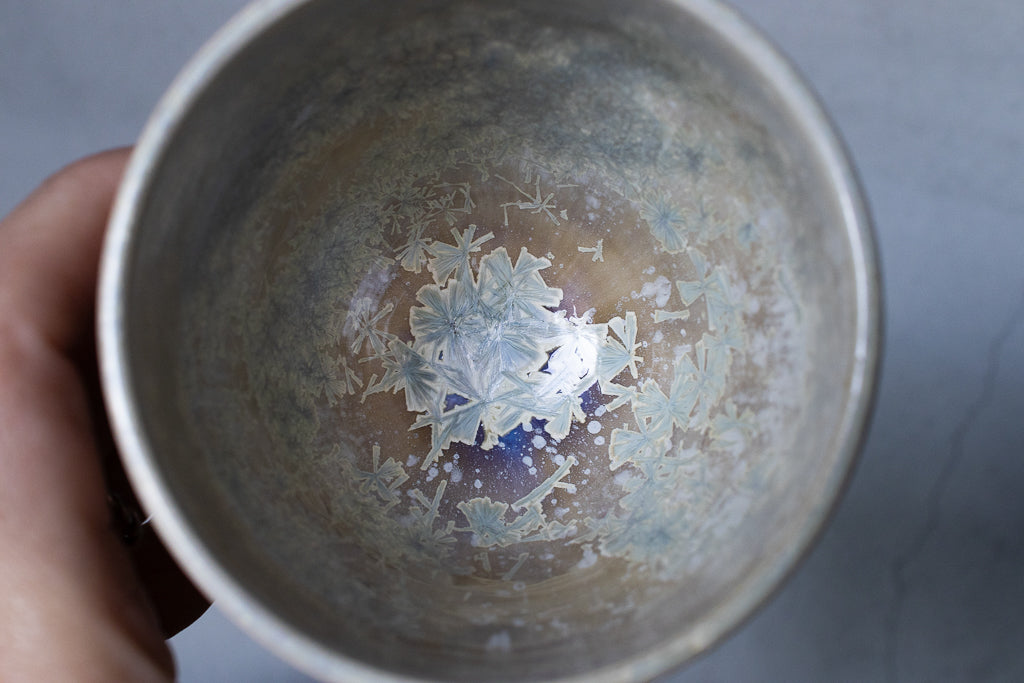勝雪作 葡萄模様の陶器 片川祐之介 / ゴブレット 白峰釉 ワインカップ うつわ 陶芸 陶器 通販