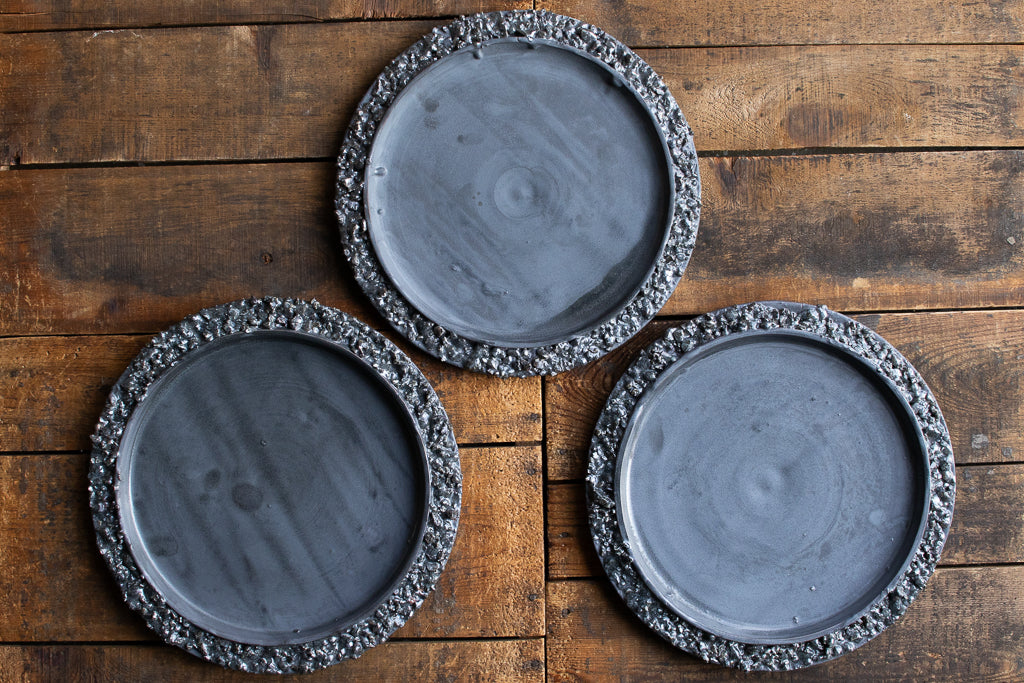 野中麟太郎 / stone plate black 石の皿 黒 大 25cm