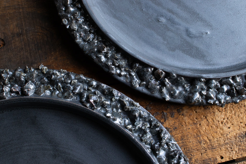 野中麟太郎 / stone plate black 石の皿 黒 大 25cm