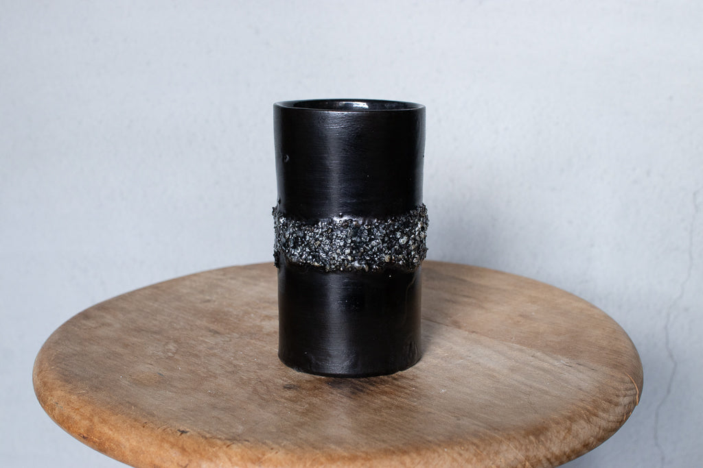 野中麟太郎 / stone cup "urushi" black 石のカップ 漆焼き付け 黒