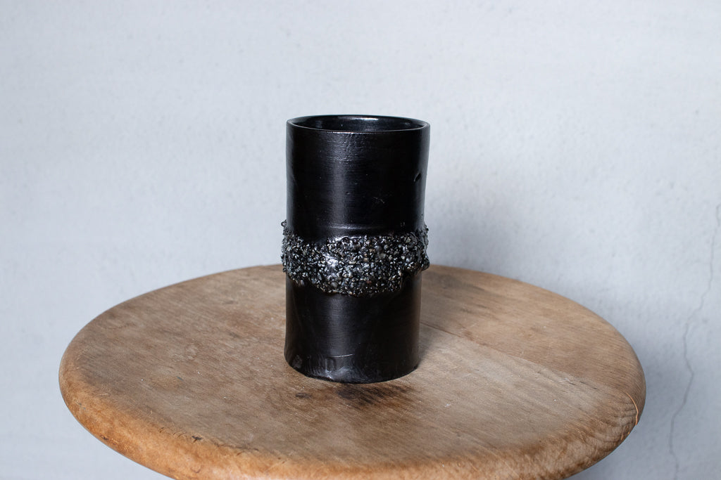 野中麟太郎 / stone cup "urushi" black 石のカップ 漆焼き付け 黒