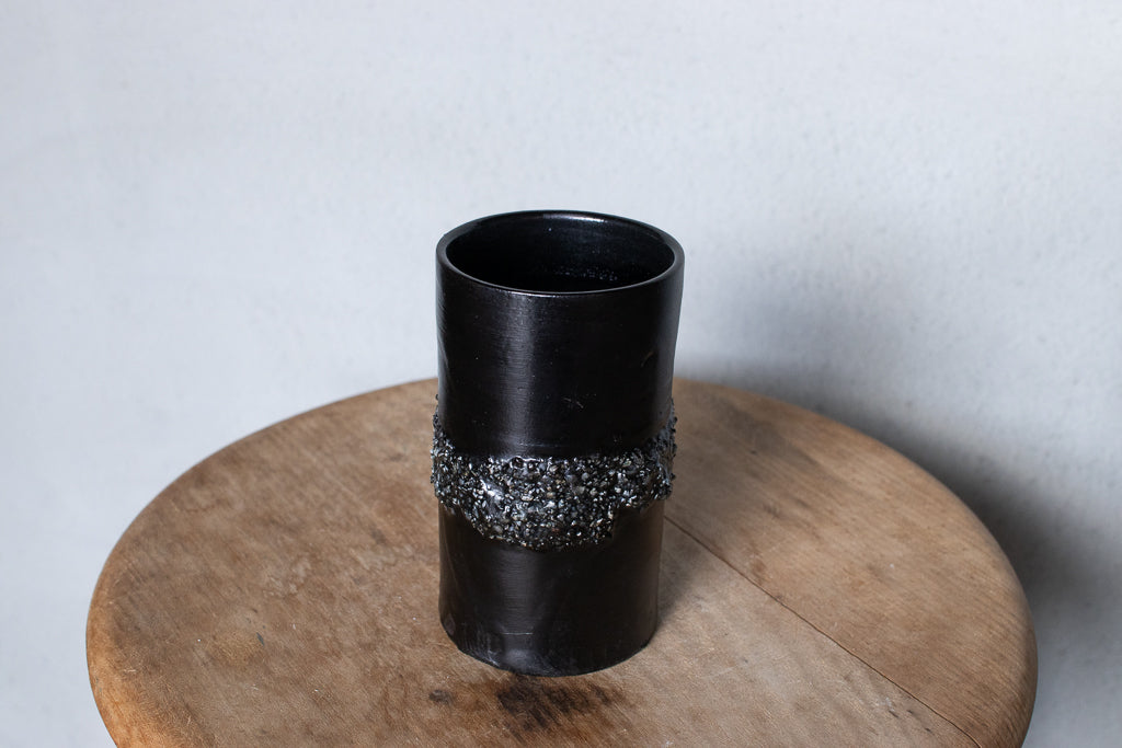 野中麟太郎 / stone cup "urushi" black 石のカップ 漆焼き付け 黒
