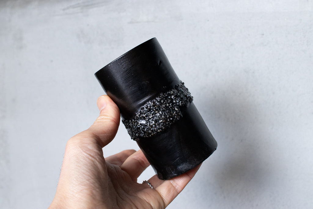 野中麟太郎 / stone cup "urushi" black 石のカップ 漆焼き付け 黒