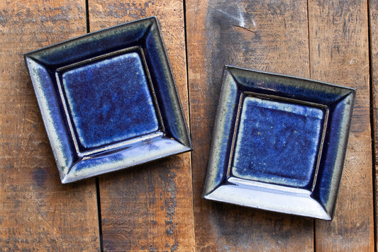 中西忠博 / 四方皿 角皿 青釉