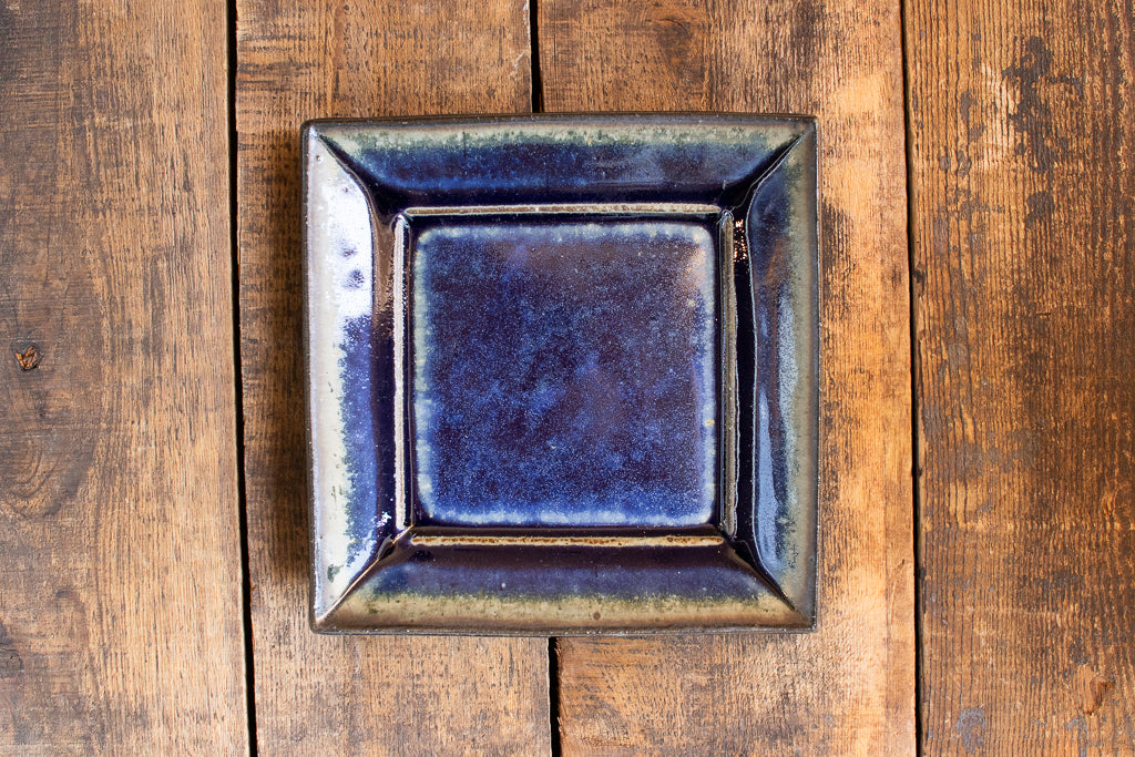 中西忠博 / 四方皿 角皿 青釉