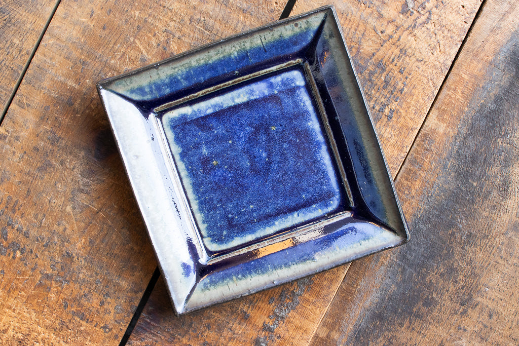 中西忠博 / 四方皿 角皿 青釉