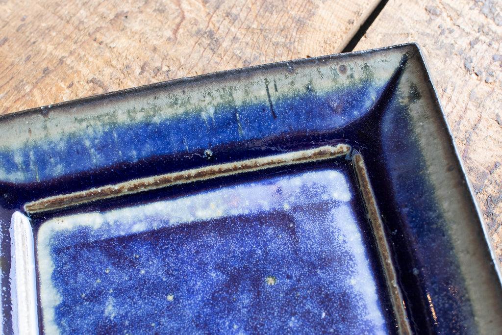 中西忠博 / 四方皿 角皿 青釉