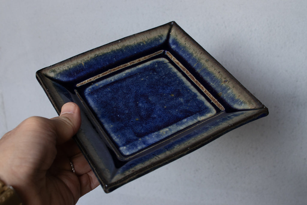 中西忠博 / 四方皿 角皿 青釉