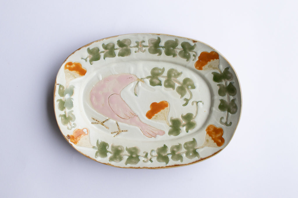 小早川智里 / オーバル深皿 ”運ぶ鳥” 楕円皿