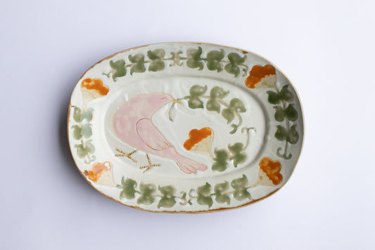小早川智里 / オーバル深皿 ”運ぶ鳥” 楕円皿