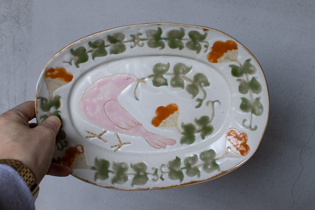 小早川智里 / オーバル深皿 ”運ぶ鳥” 楕円皿