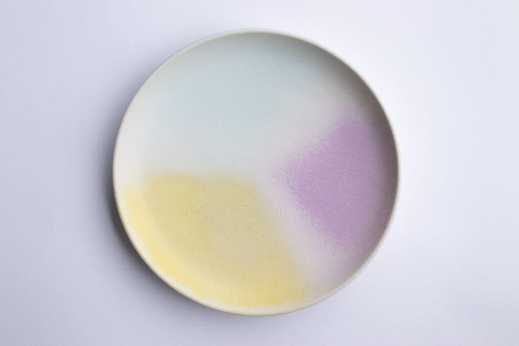 馬場匠 / 22cm丸皿 掛け分け マルチカラー