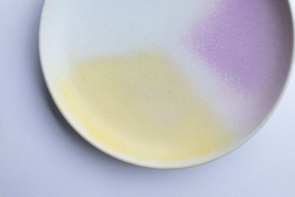 馬場匠 / 22cm丸皿 掛け分け マルチカラー