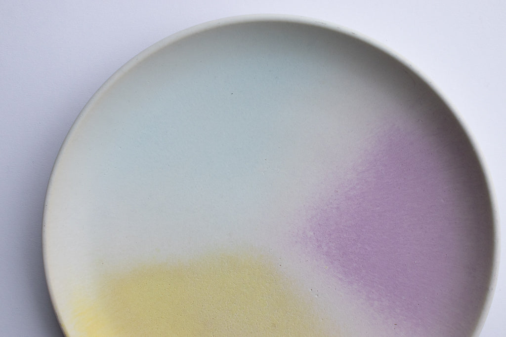 馬場匠 / 22cm丸皿 掛け分け マルチカラー