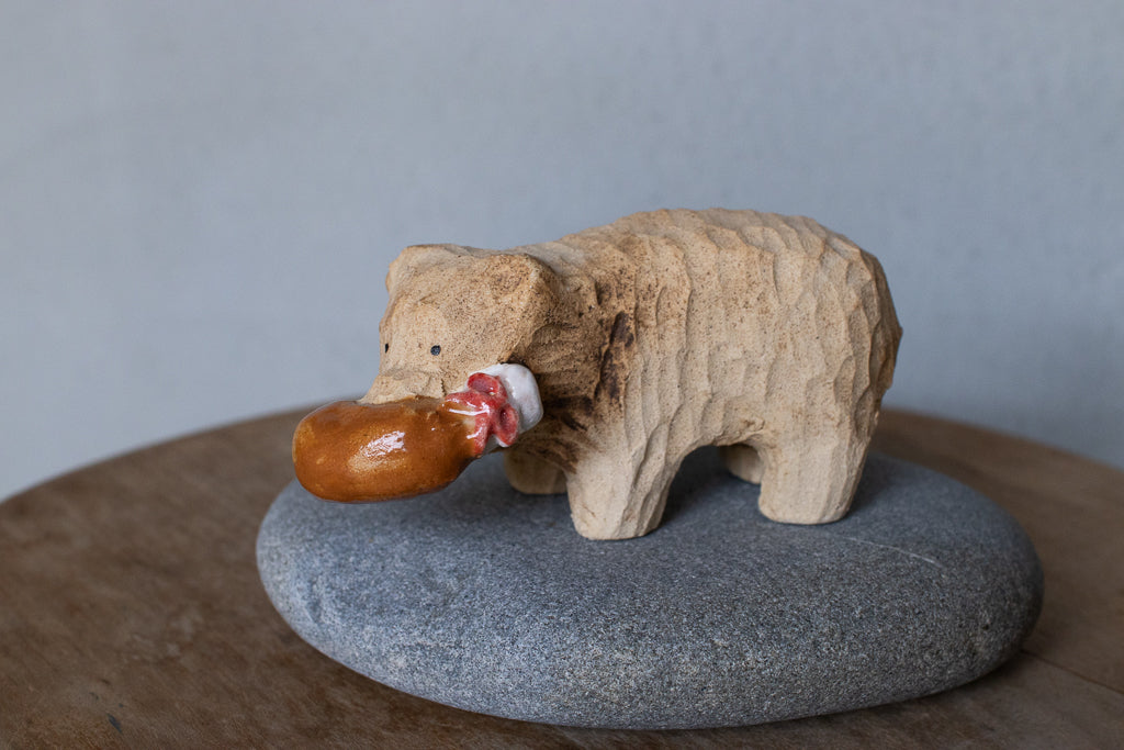 すずきたまみ / 木彫り熊 小 - チキン（陶器オブジェ）