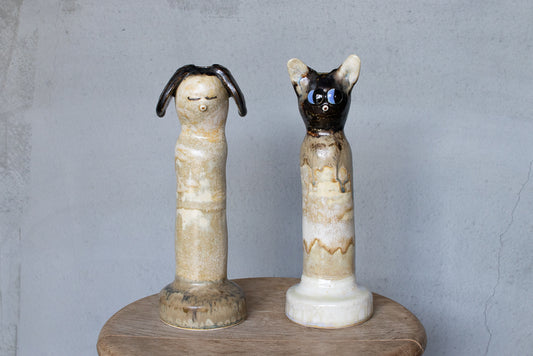 椎猫白魚 / 生きものたちのフラワーベース 特大 犬？猫？？