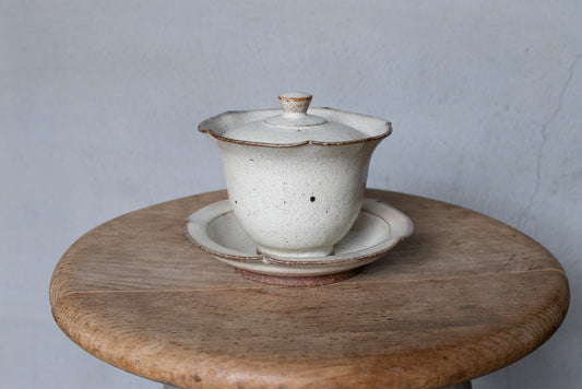 山元一真 / 白泥 蓋碗＆受け皿セット