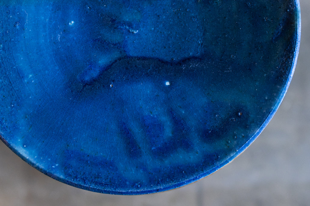 Naoyoshi Kanazawa / 26cm blue glaze plate