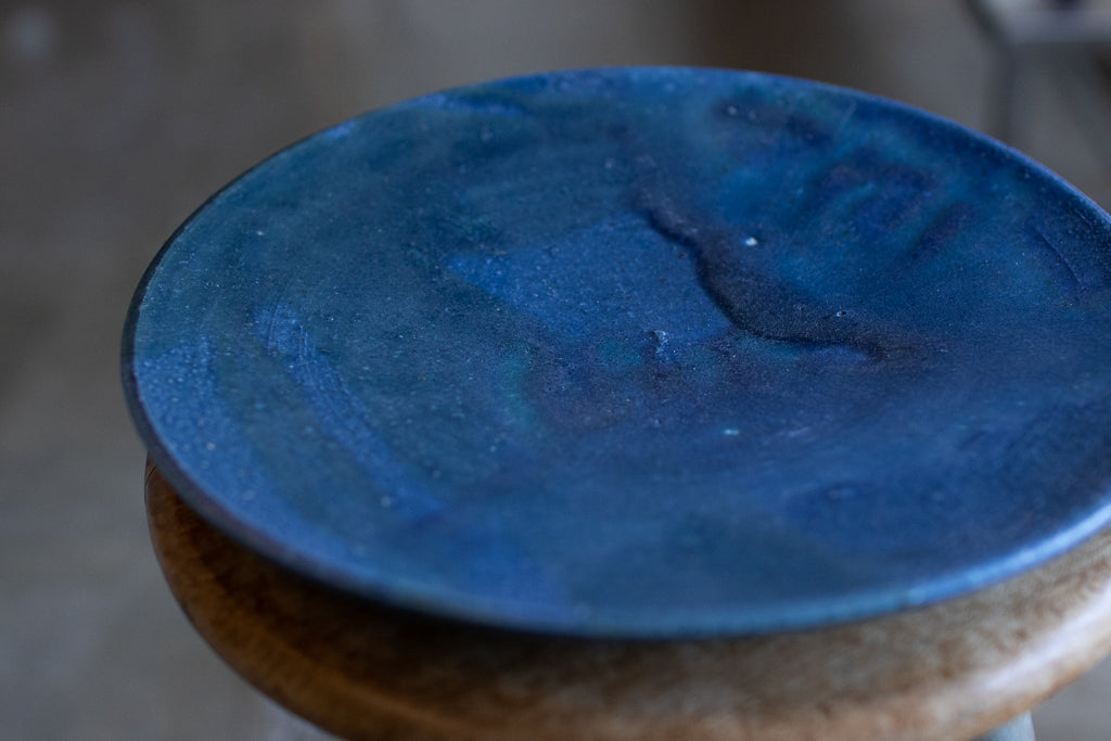 Naoyoshi Kanazawa / 26cm blue glaze plate
