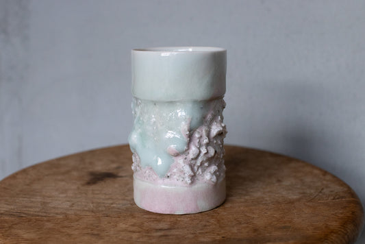 野中麟太郎 / 石のカップ(白水色ピンク・細タイプ)