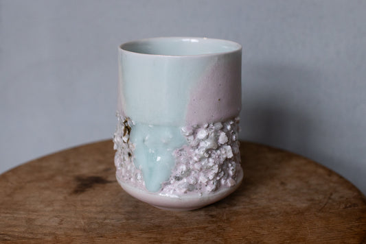 野中麟太郎 / 石のカップ(白水色ピンク・太タイプ)