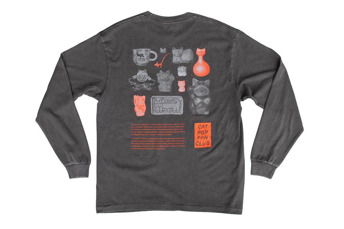 【送料込み】futou original "CAT POP FAN CLUB" L/S Tシャツ フェードグレー