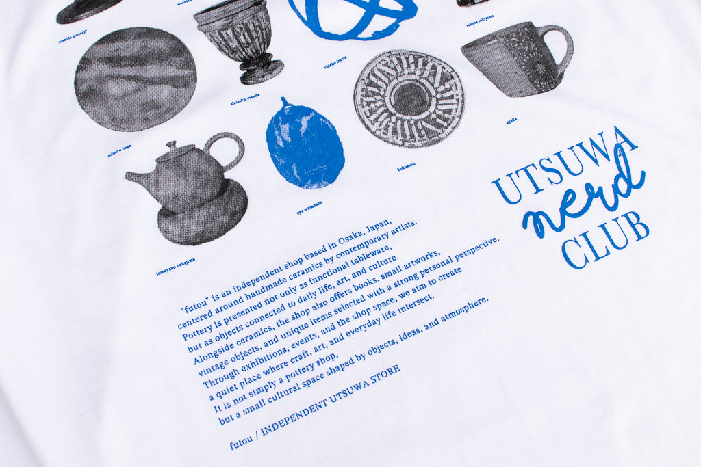 【送料込み】futou original "UTSUWA NERD CLUB" L/S Tシャツ ホワイト セミワイドシルエット