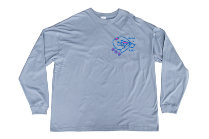 【送料込み】futou × A(C) 衣食器 ビッグシルエット L/S Tシャツ アシッドブルー イラスト by 時山桜