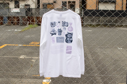 【送料込み】futou original "CAT POP FAN CLUB" L/S Tシャツ ホワイト