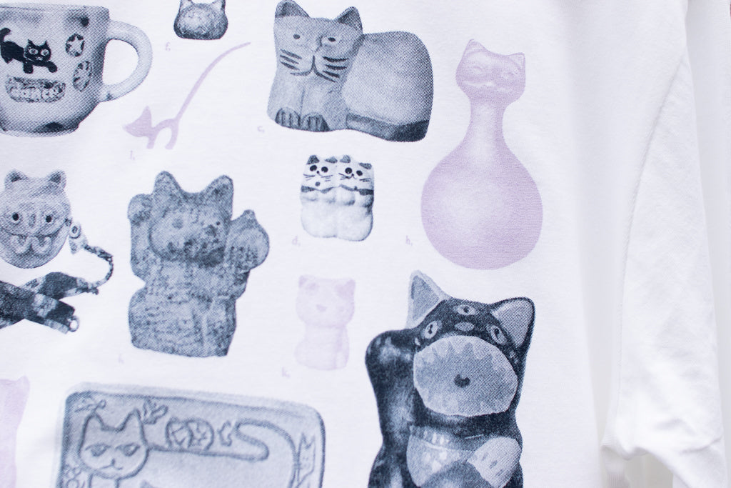 【送料込み】futou original "CAT POP FAN CLUB" L/S Tシャツ ホワイト