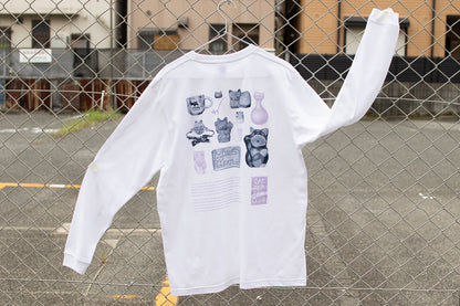 【送料込み】futou original "CAT POP FAN CLUB" L/S Tシャツ ホワイト