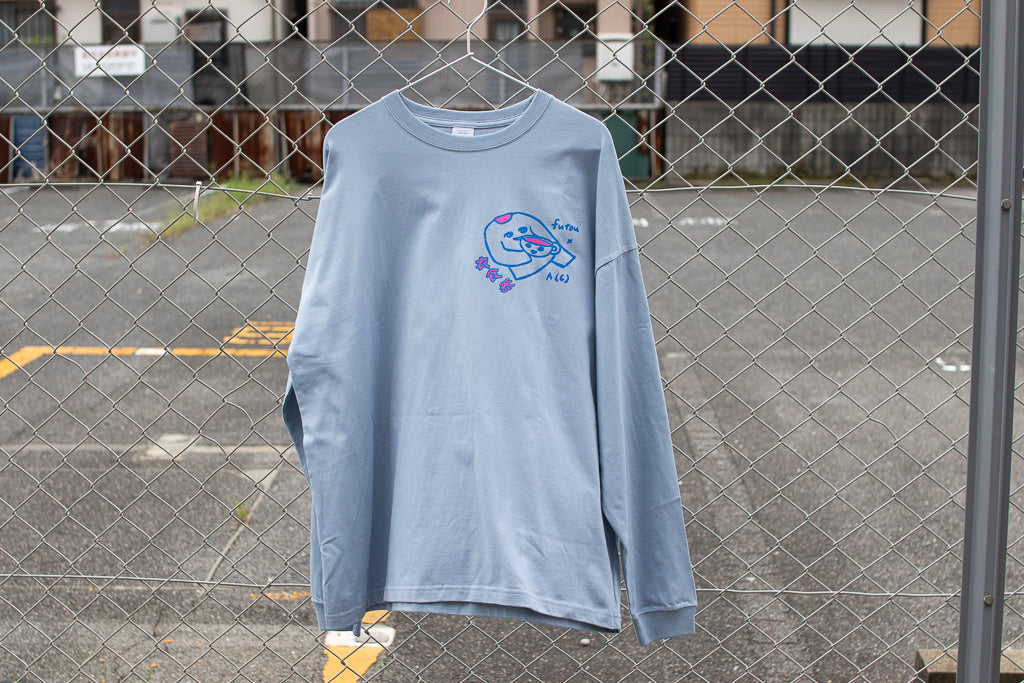 【送料込み】futou × A(C) 衣食器 ビッグシルエット L/S Tシャツ アシッドブルー イラスト by 時山桜