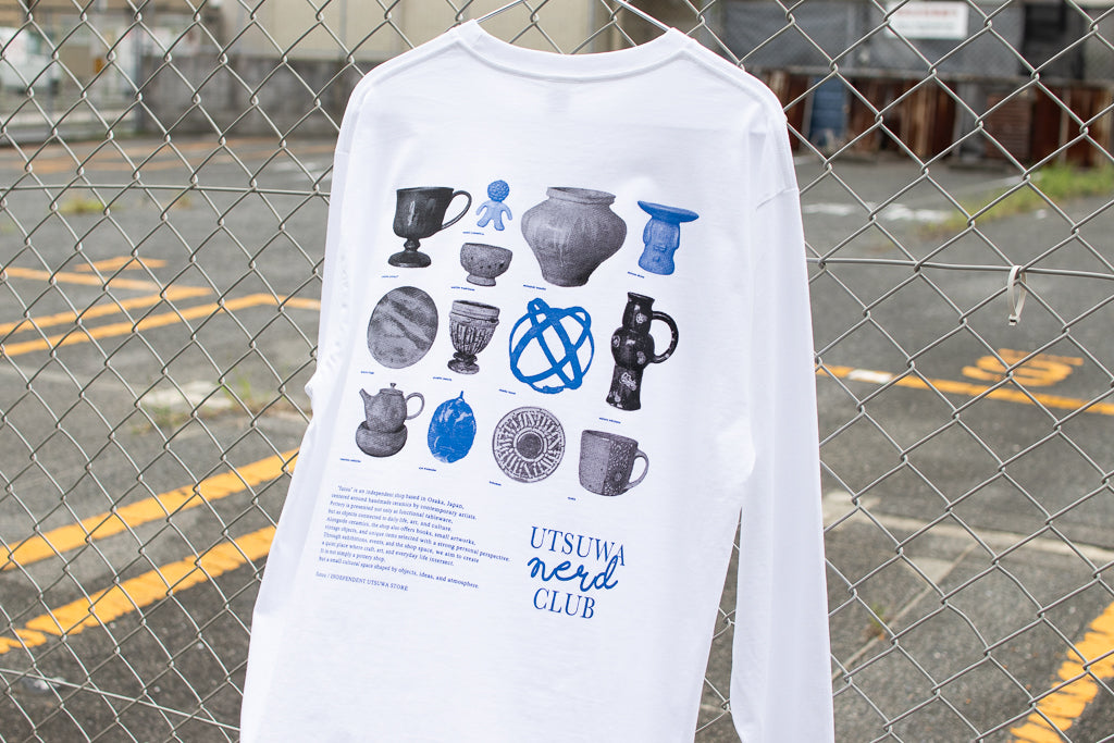 【送料込み】futou original "UTSUWA NERD CLUB" L/S Tシャツ ホワイト セミワイドシルエット