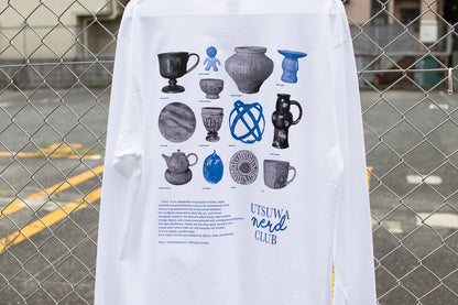 【送料込み】futou original "UTSUWA NERD CLUB" L/S Tシャツ ホワイト セミワイドシルエット
